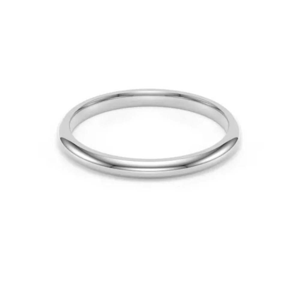 Minimalist Polished White Gold Band Ring